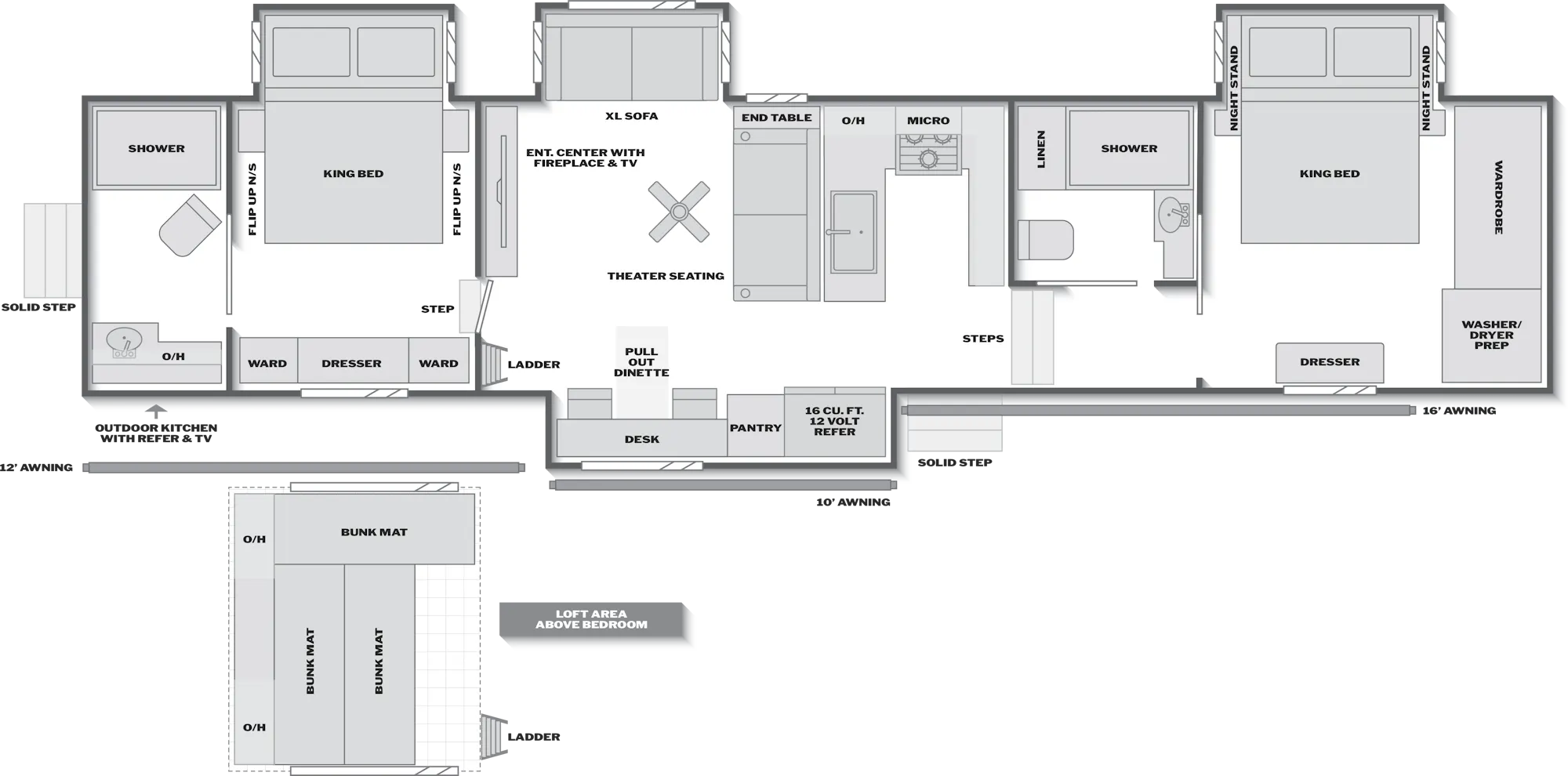 2027 Keystone Montana High Country 391TB floor plan diagram — Bunk House, sleeps 9
