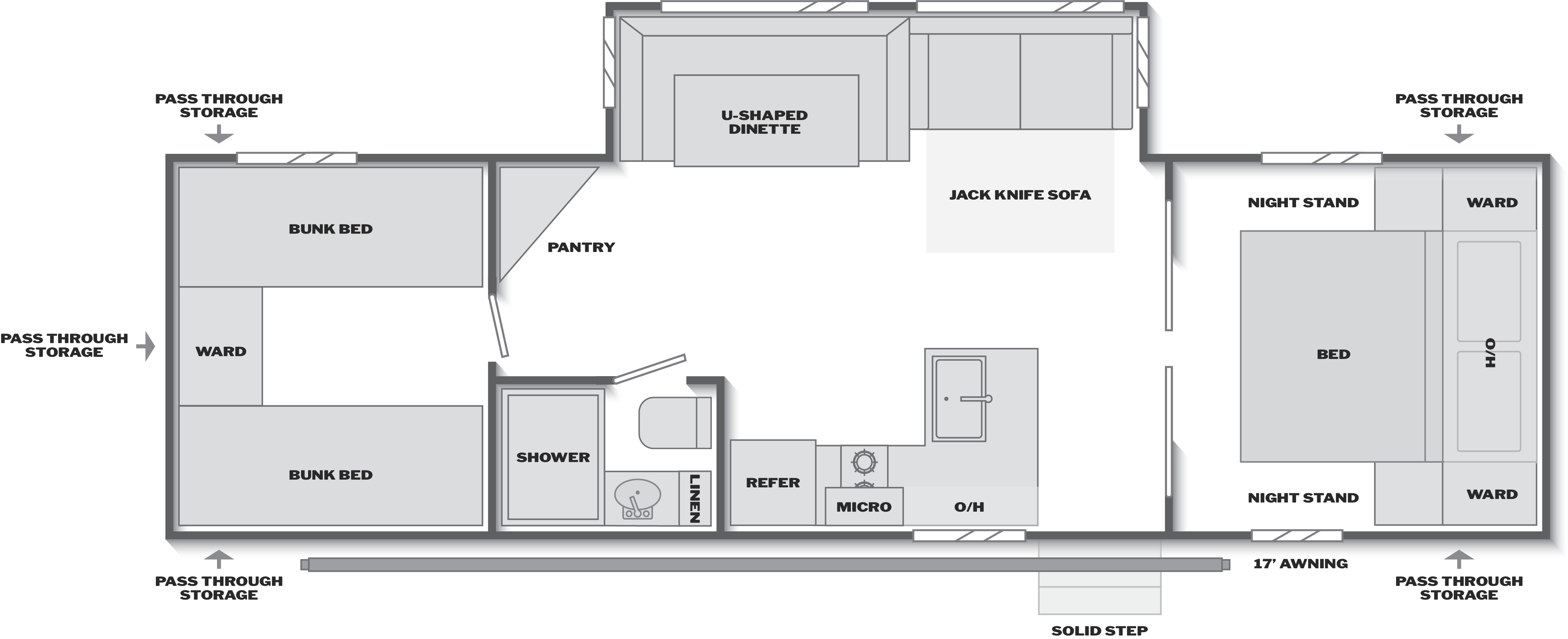 Floorplan of RV model 28QBCWE