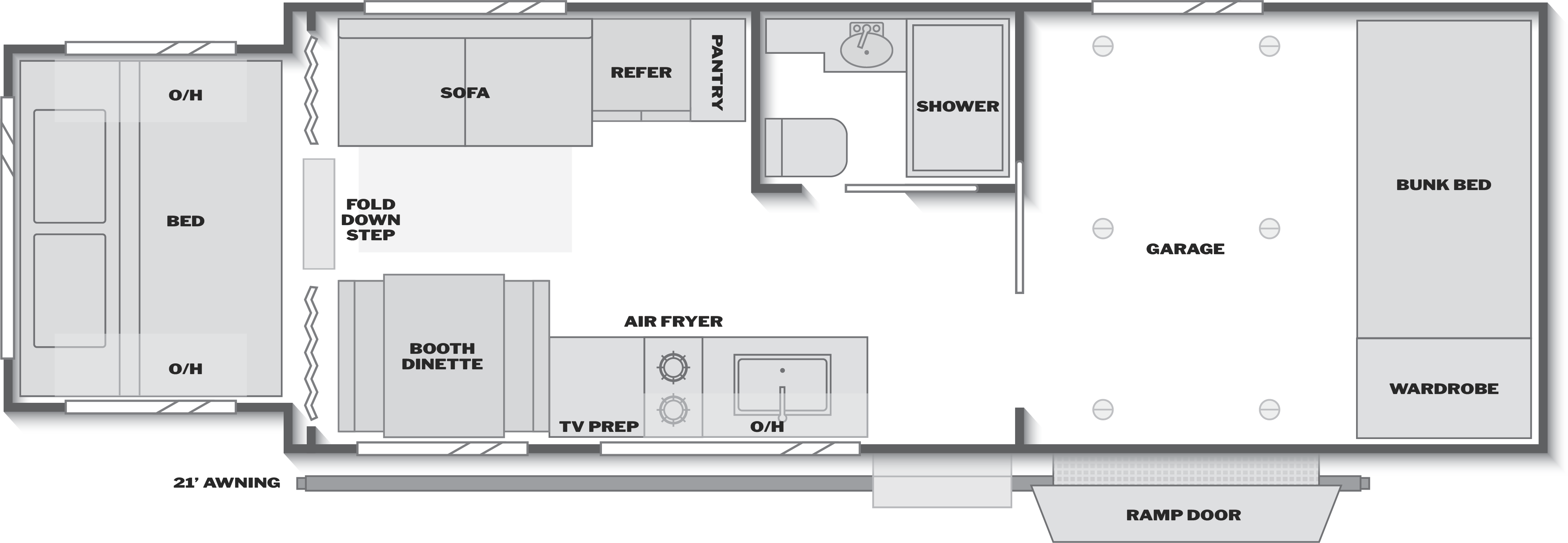 Floorplan of RV model 23TX