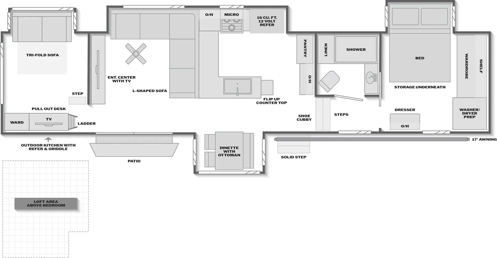 2027 Keystone Sprinter 3950SSP floor plan diagram — Bunk House, sleeps 8