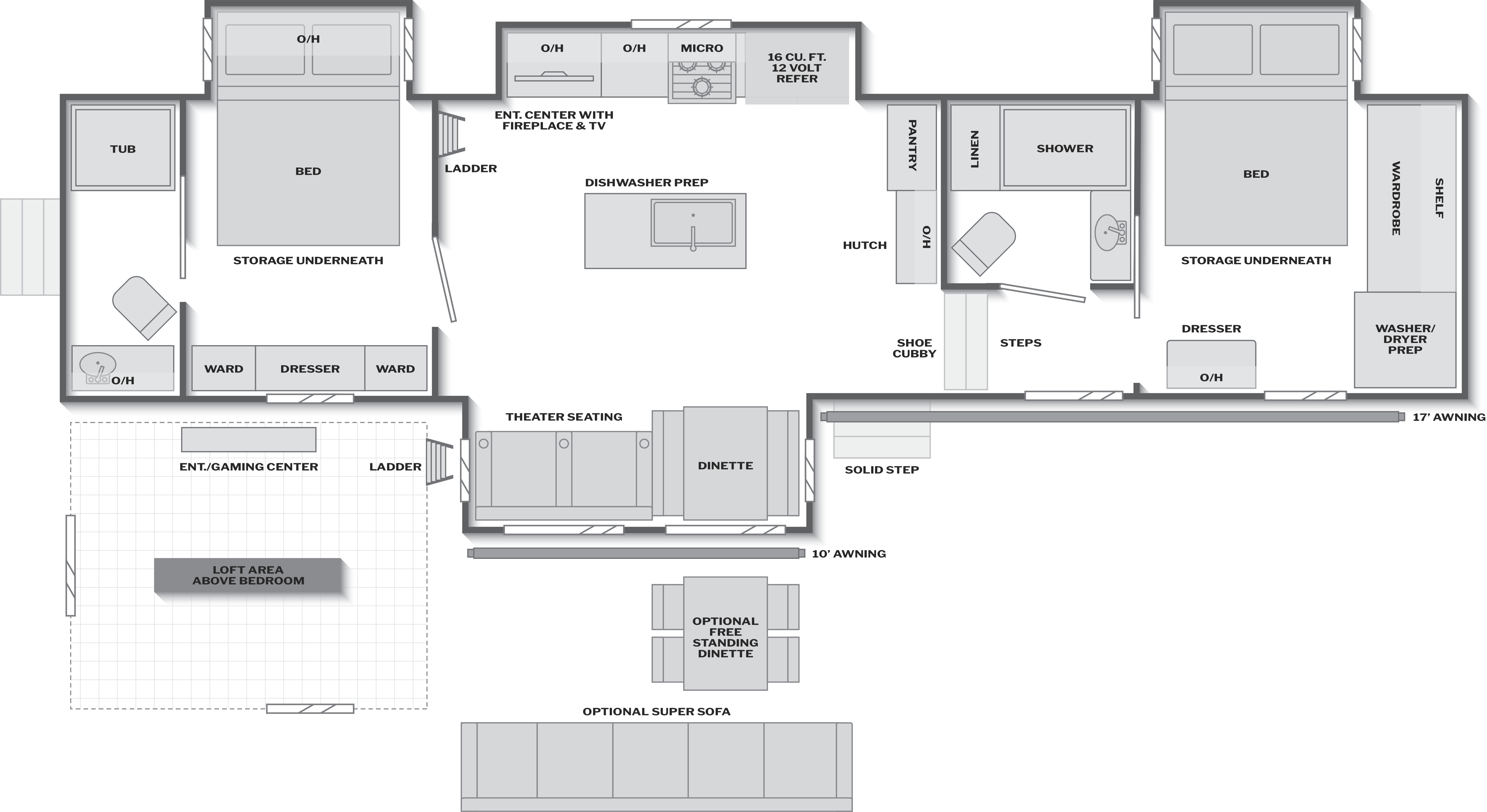 Floorplan of RV model 3920DSL