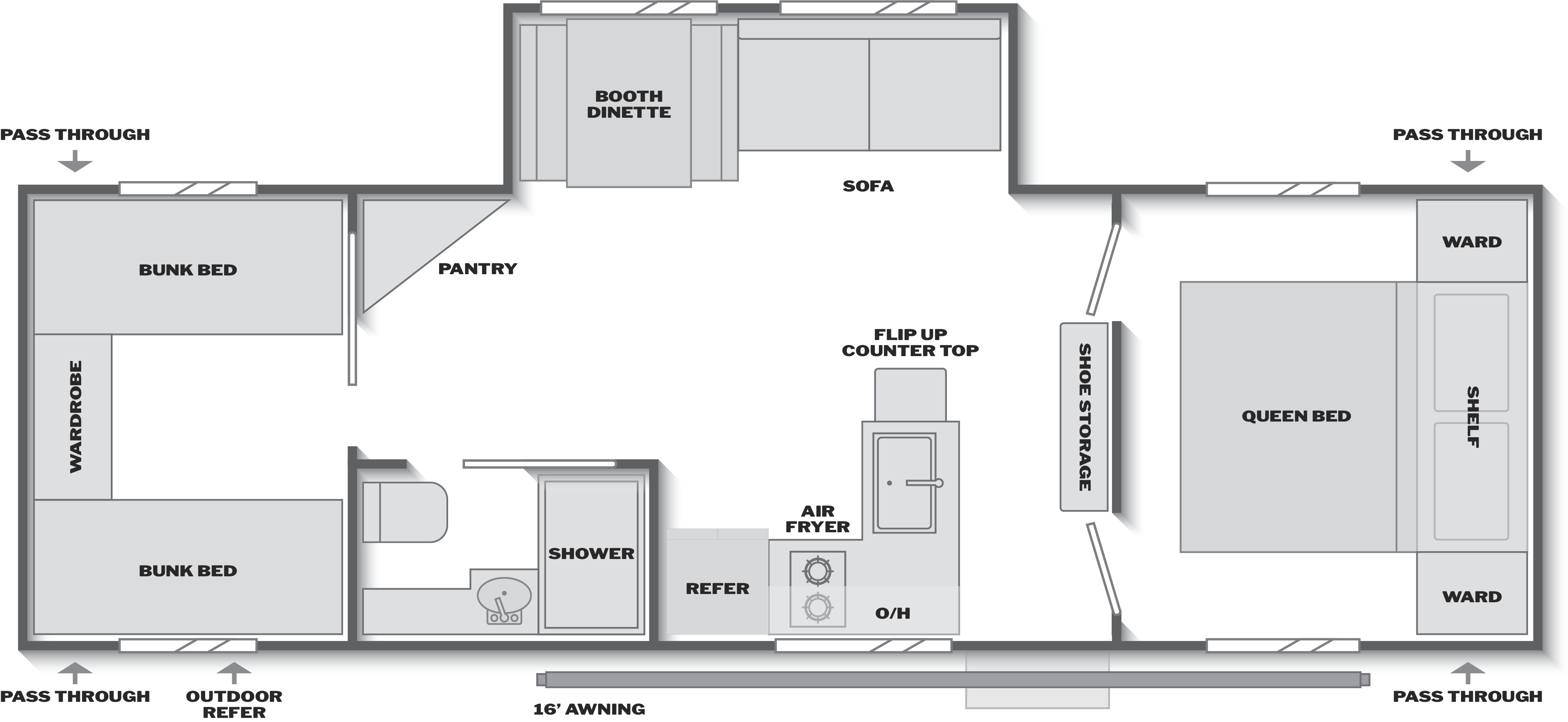 Floorplan of RV model 27B