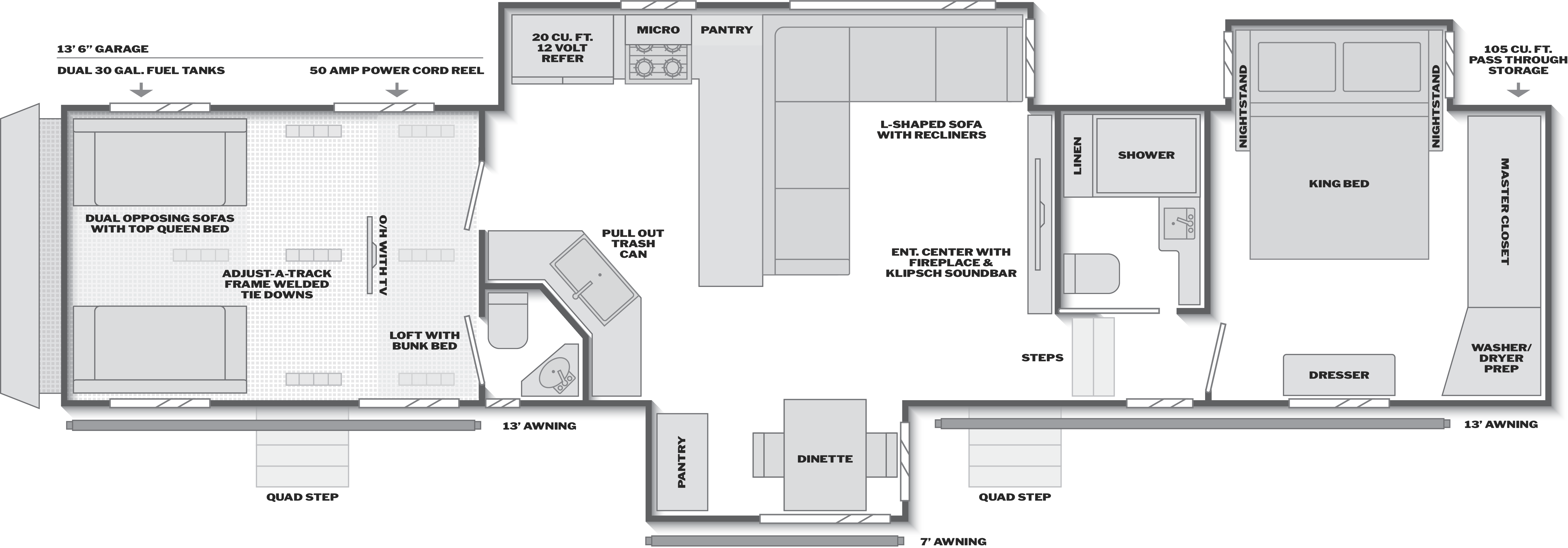 Floorplan of RV model 443