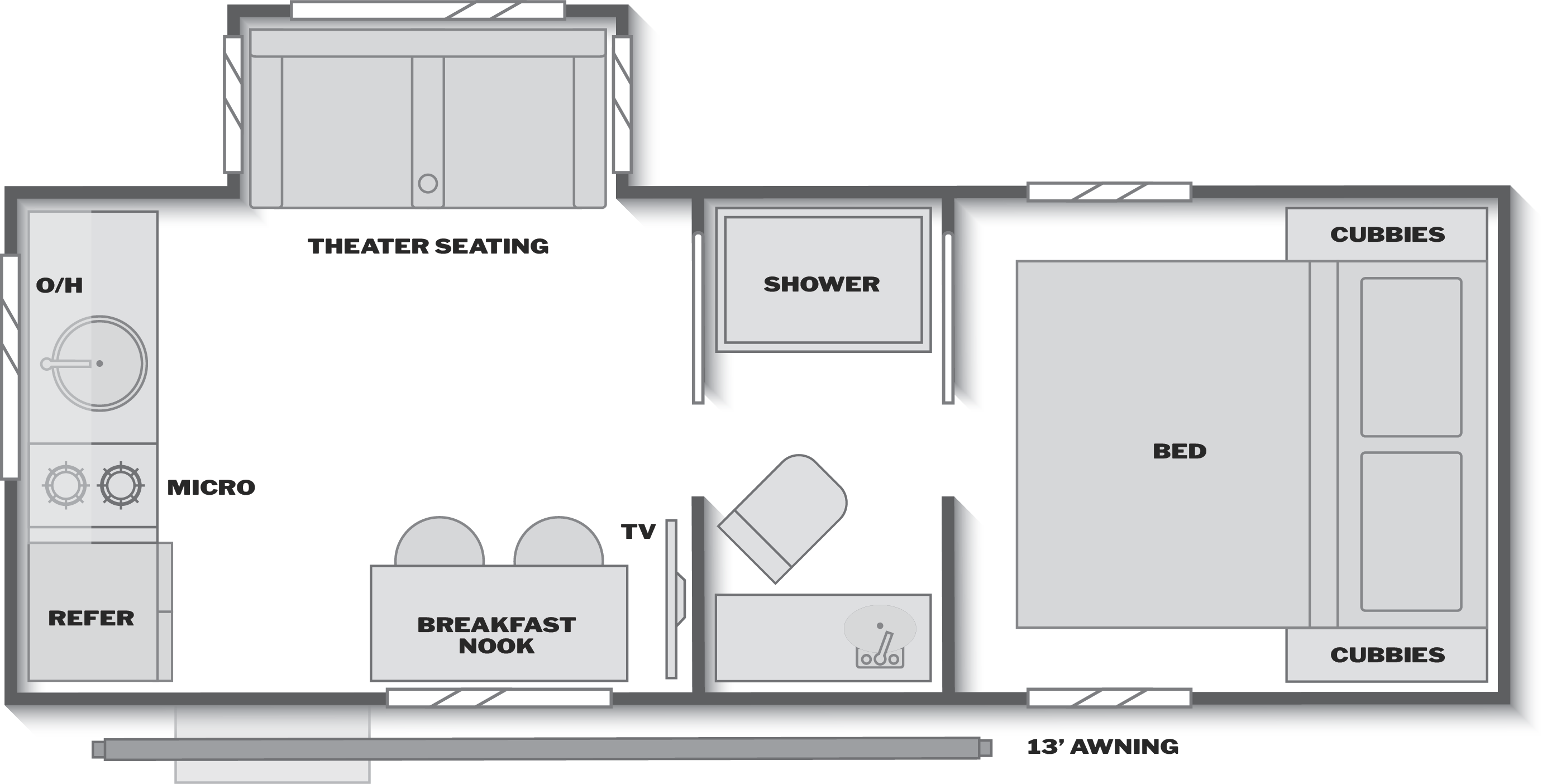 Floorplan of RV model 19RK
