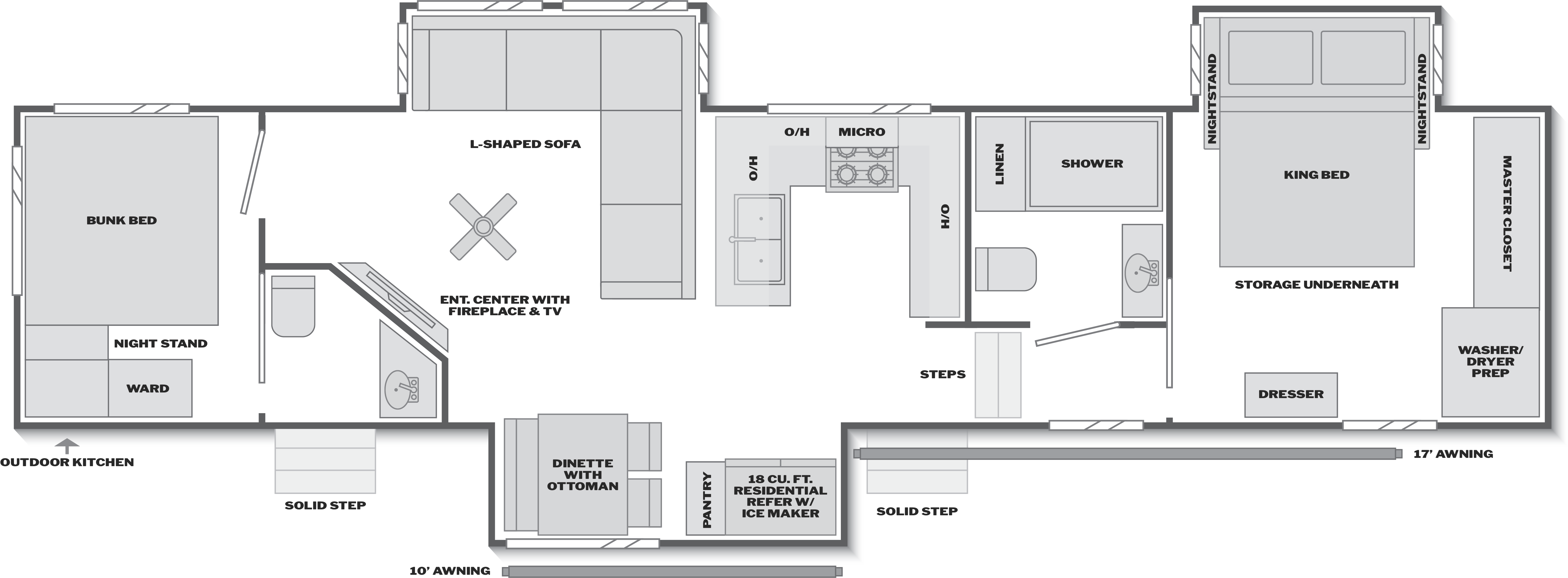 Floorplan of RV model 3910RLQ