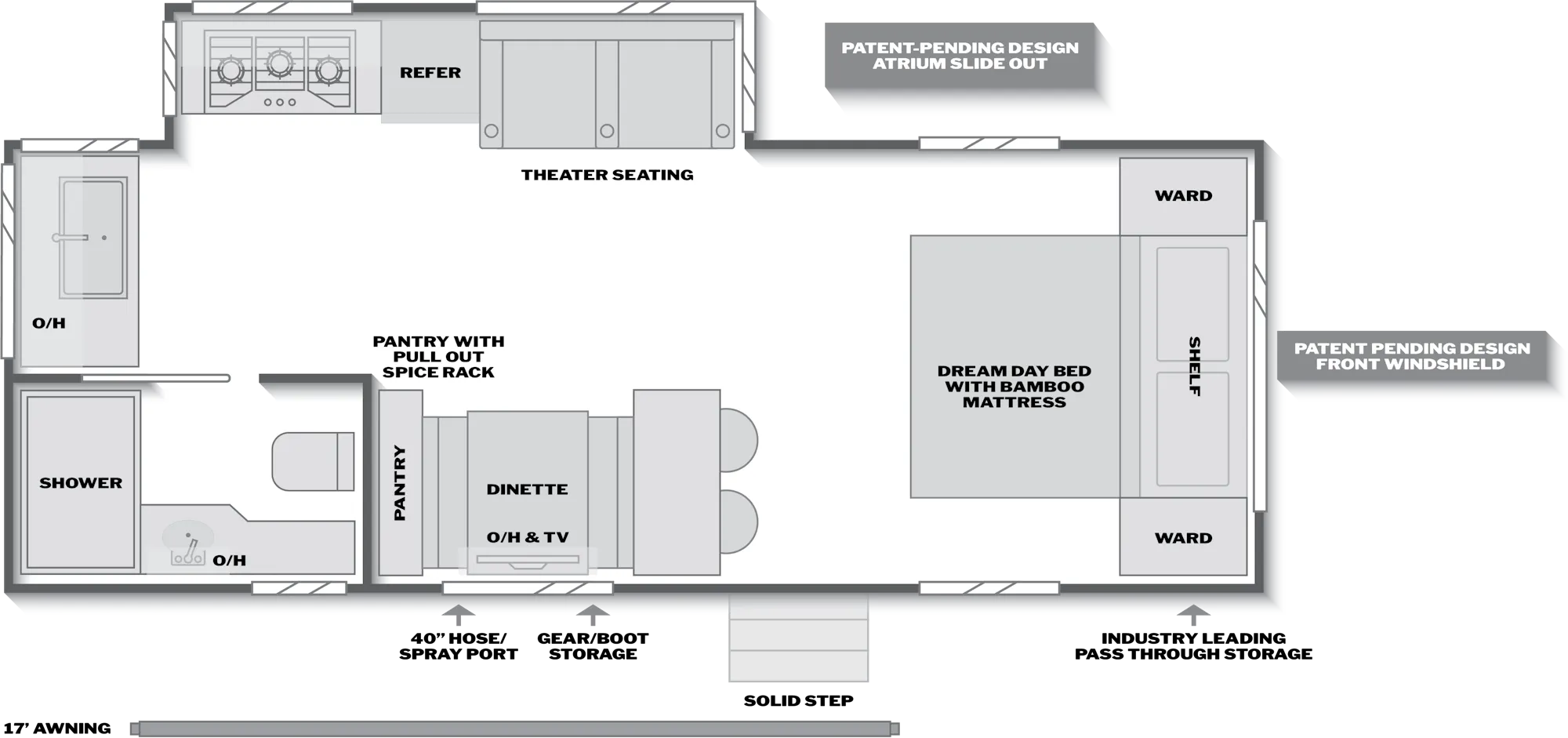 2026 Keystone Walkabout 22MAX floor plan diagram — Travel Trailer, sleeps 4