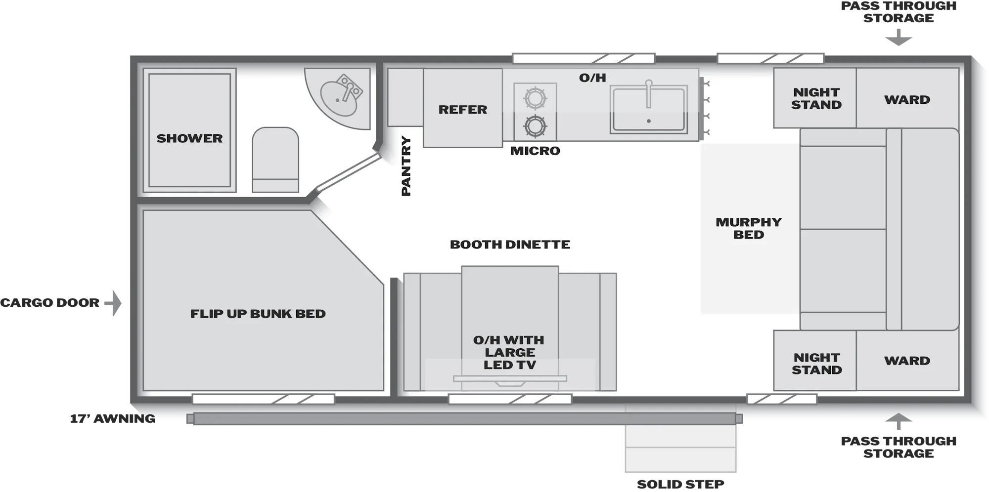 2027 Keystone Bullet Classic 21BHC floor plan diagram — Travel Trailer, sleeps 6