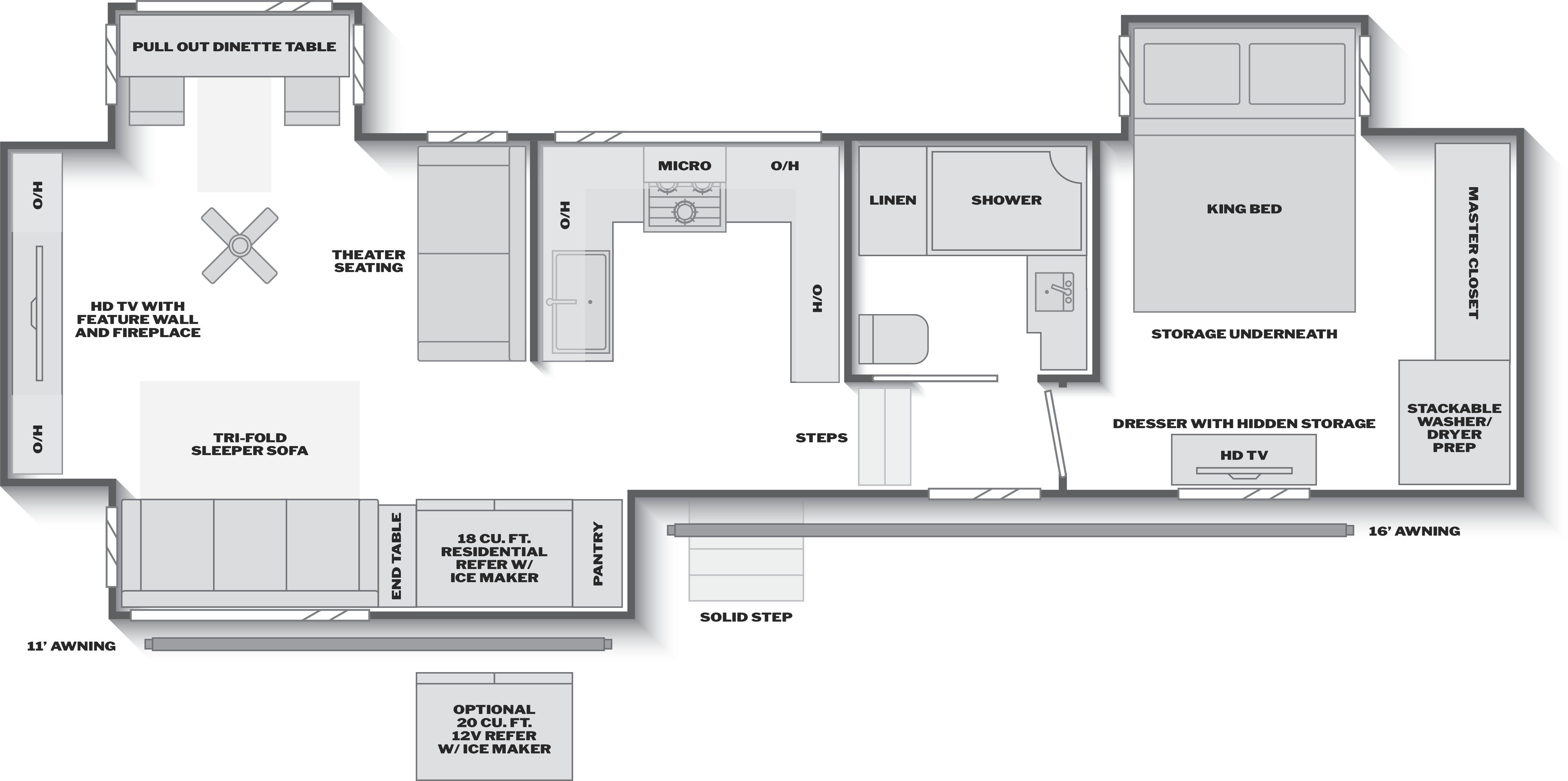 Floorplan of RV model 3100RE