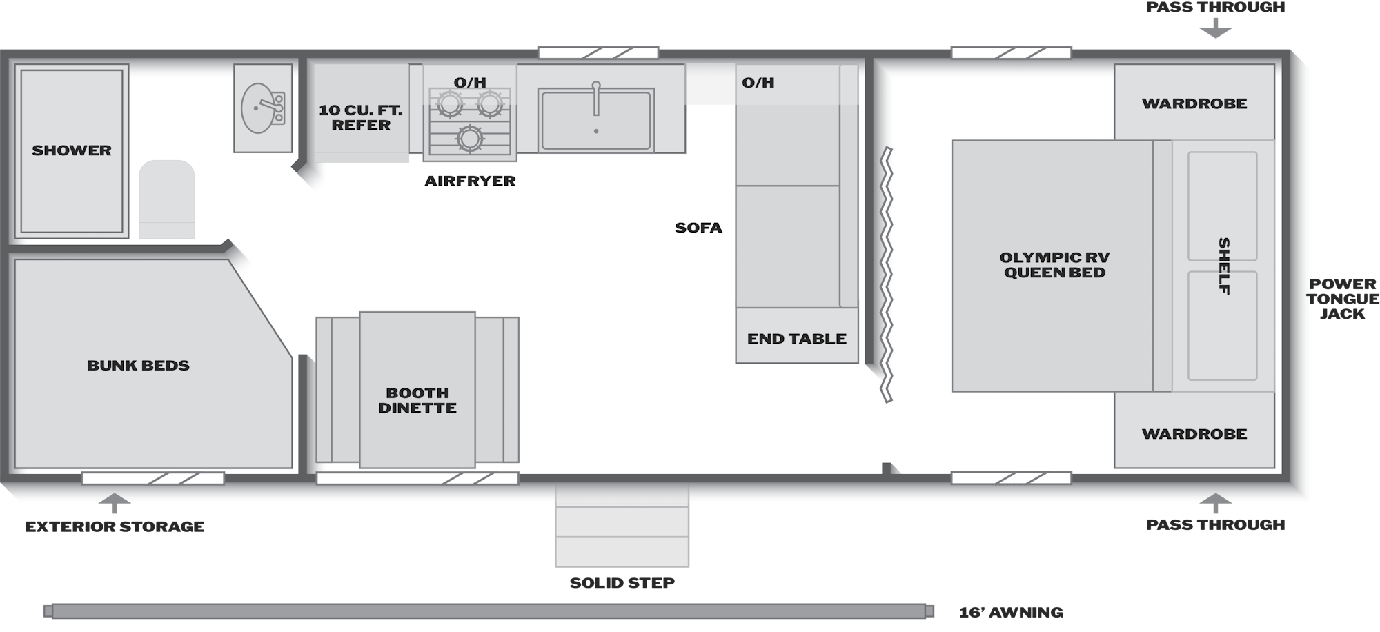 2026 Keystone Springdale 2300BH floor plan diagram — Bunk House, sleeps 8