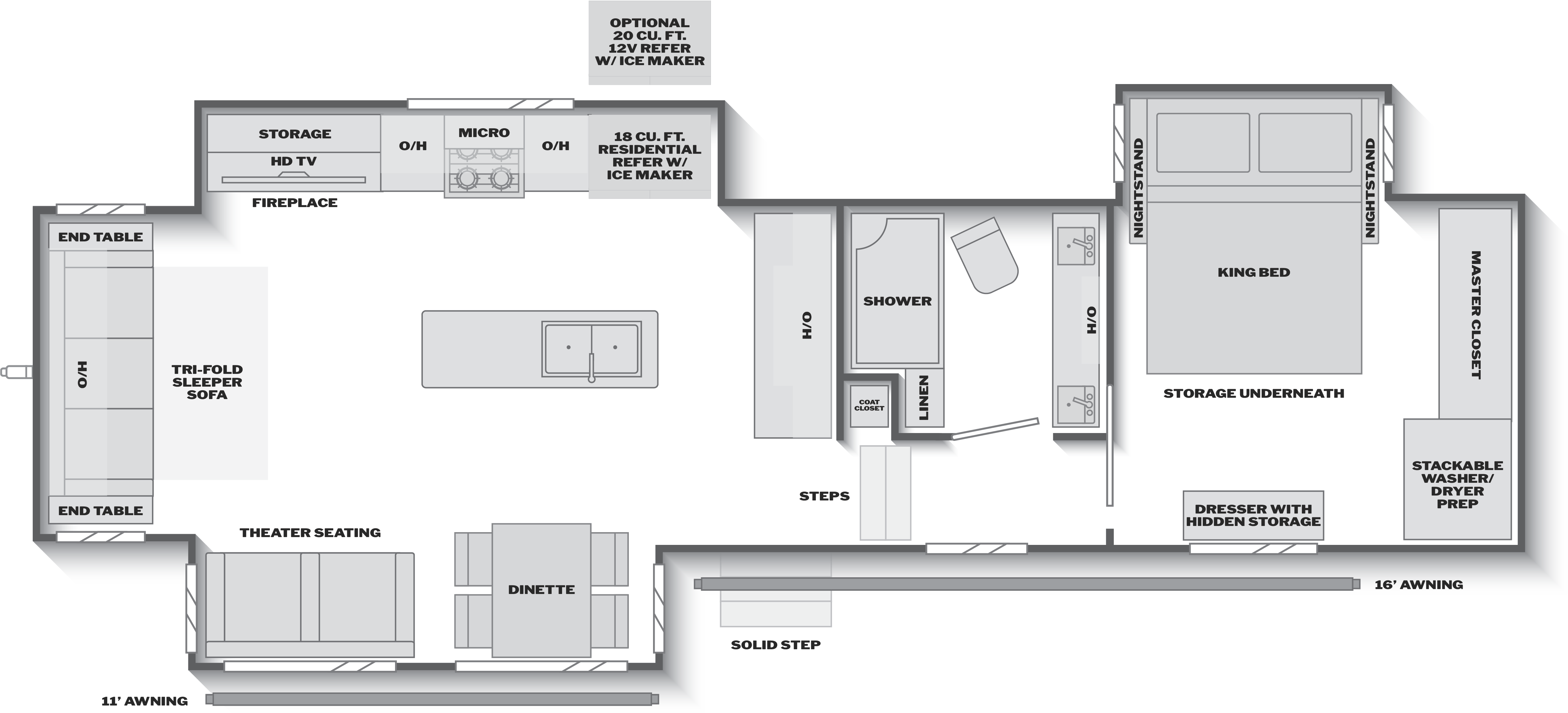 Floorplan of RV model 321RL