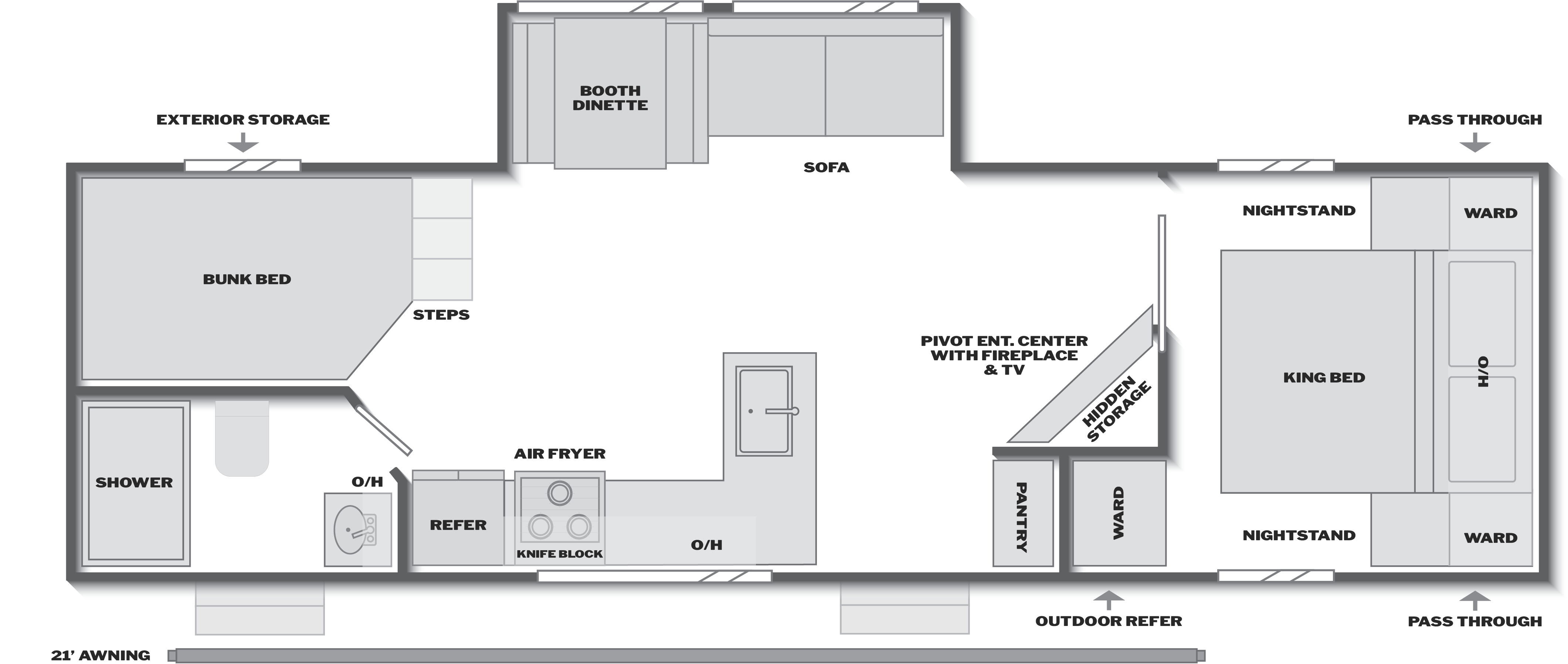 Floorplan of RV model 28BHS